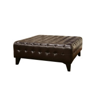 Baxton Studio Leather Ottoman Dark Brown TA1235-Dark Brown